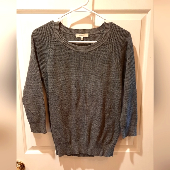 Madewell Gray 3/4 Sleeve Crew Neck Sweater size Medium - Picture 1 of 7